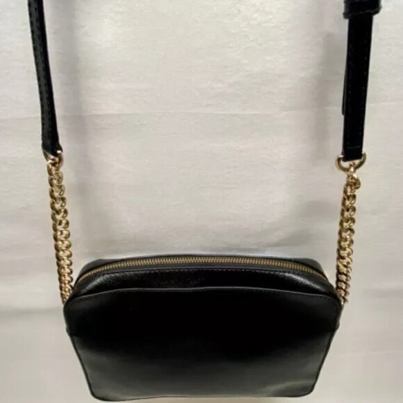 Michael Kors Jet Set East West Crossbody Black Pebbled Saffiano With Gold Trim - Picture 4 of 14